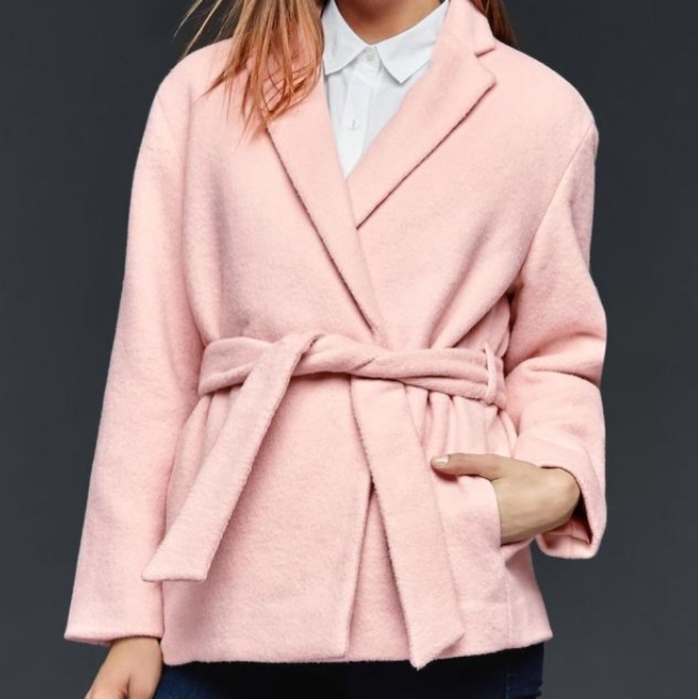 Light Pink Wool Wrap Coat Gap